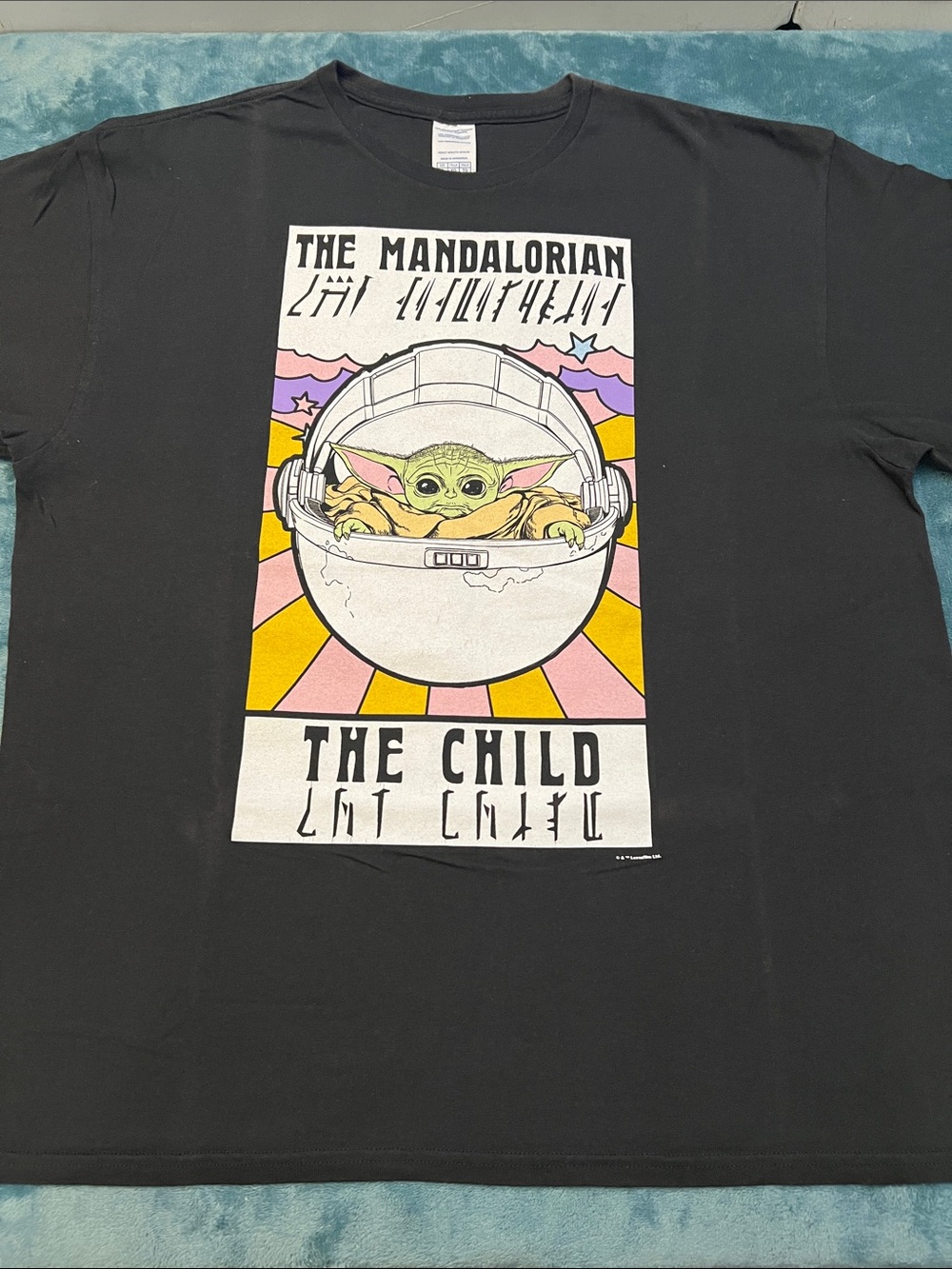 Star Wars The Mandalorian "The Child" Graphic , Lucas film licensed Tee - Black